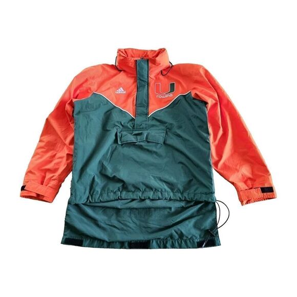 Vintage Adidas Miami Hurricanes Men's Orange/green 1/4 Zip Gore-Tex Jacket Small - Picture 1 of 16